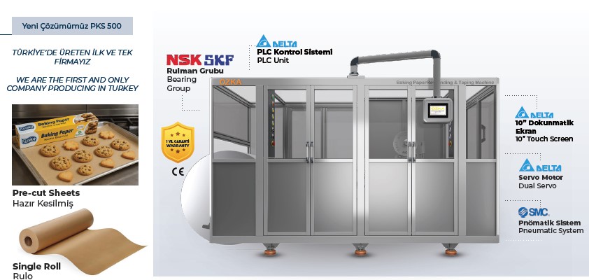 Pişirme Kağıdı Sarım, Bantlama ve Kutulama Makinesi